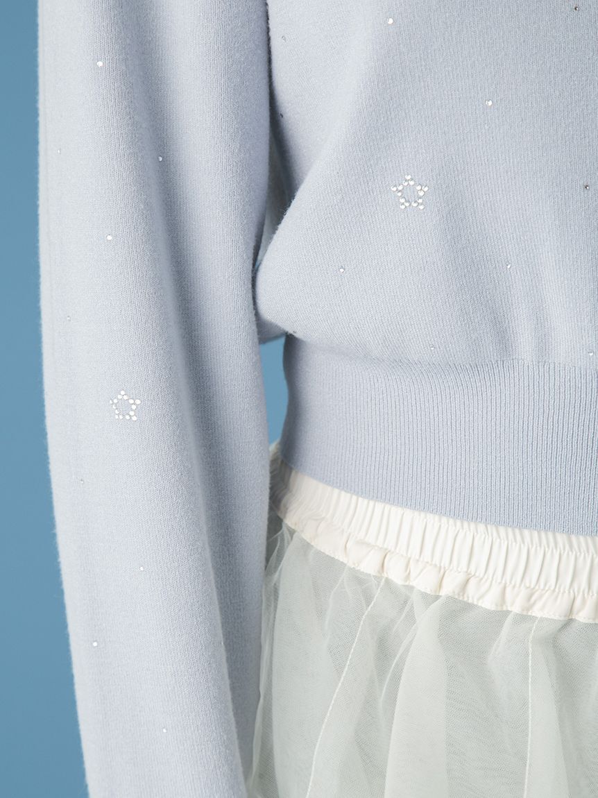 FURFUR「Twilightラインストーンクルーネックカーディガン」|カーディガン|