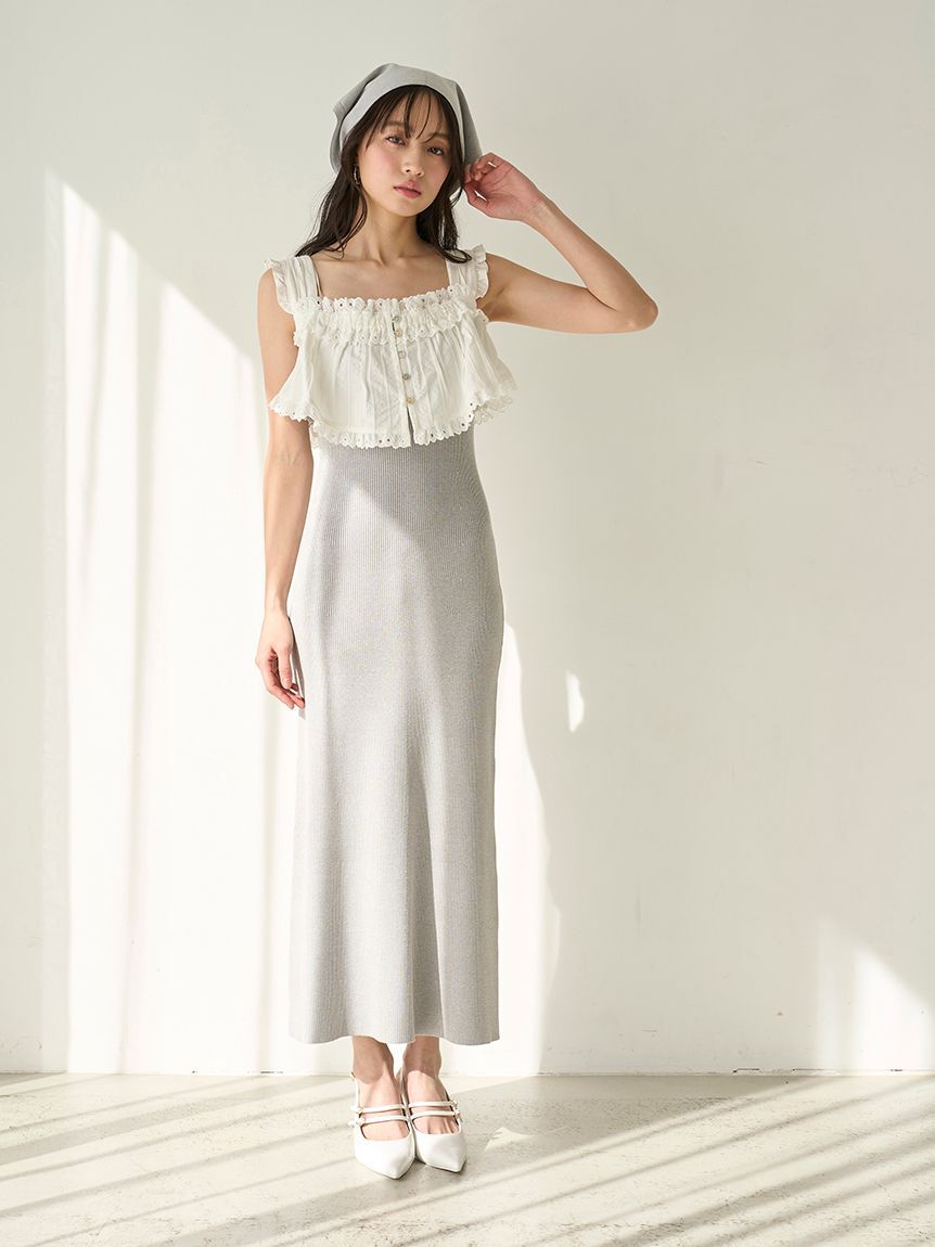 SNIDEL「レースドッキングニットワンピース」|ワンピース|