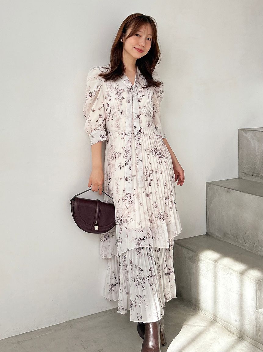 SNIDEL「Sustainableプリーツプリントワンピース」|ワンピース|