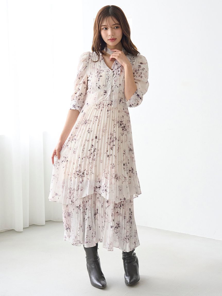 SNIDEL「Sustainableプリーツプリントワンピース」|ワンピース|