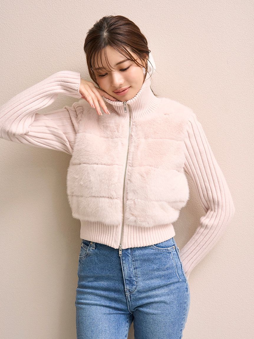 SNIDEL「ファーニットブルゾン【カンヘウォン着用】」|ブルゾン・スタジャン|