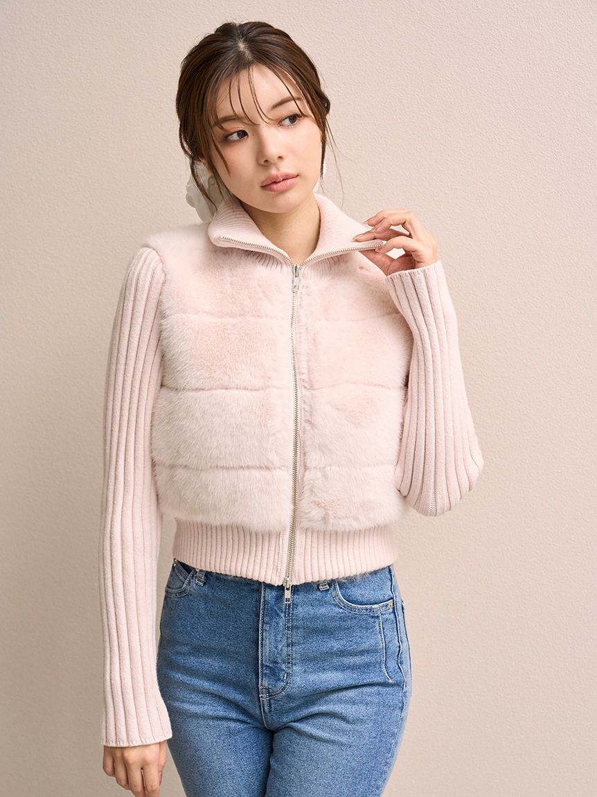 SNIDEL「ファーニットブルゾン【カンヘウォン着用】」|ブルゾン・スタジャン|