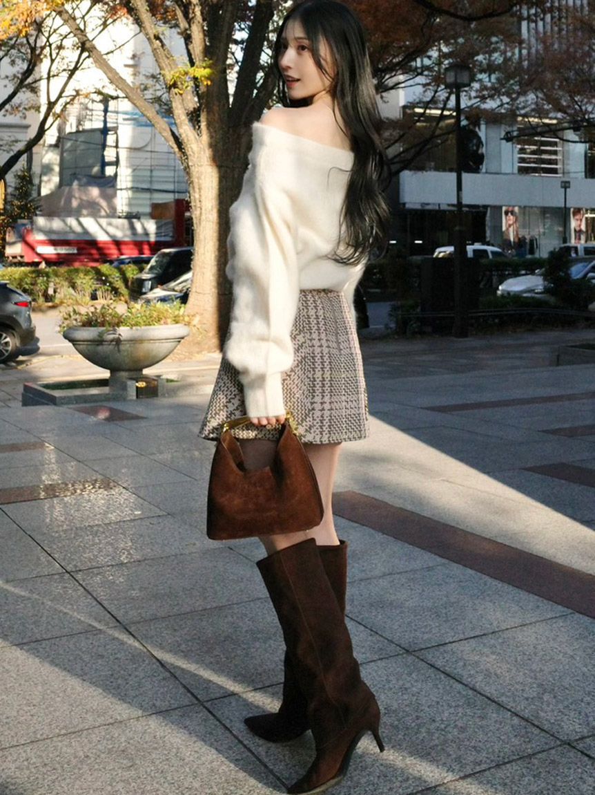 SNIDEL「【HIGH QUALITY/カンヘウォン着用】フォックスカシミヤオフショルプルオーバー」|ニット・セーター|