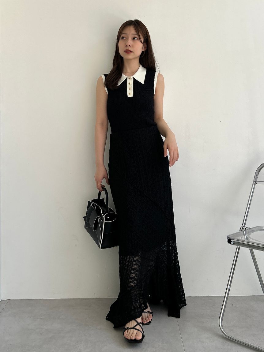 FRAY I.D「ノースリーブケーブルニットポロ／ウォッシャブル」|ポロシャツ|