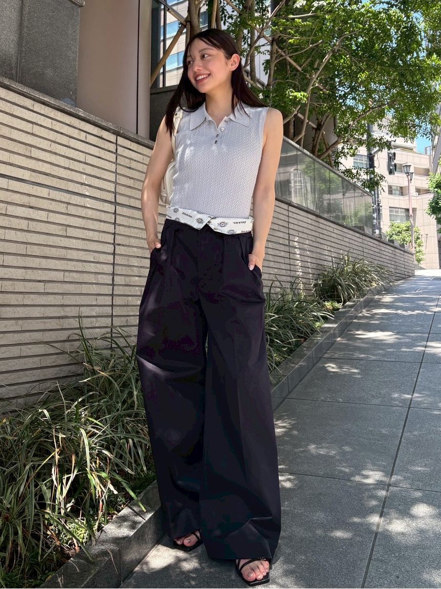 FRAY I.D「ノースリーブケーブルニットポロ／ウォッシャブル」|ポロシャツ|