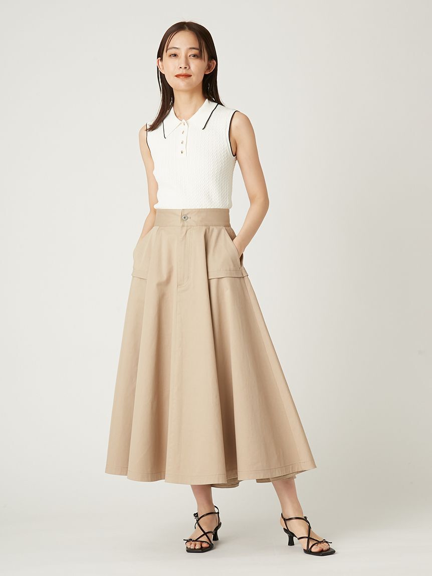 FRAY I.D「ノースリーブケーブルニットポロ／ウォッシャブル」|ポロシャツ|