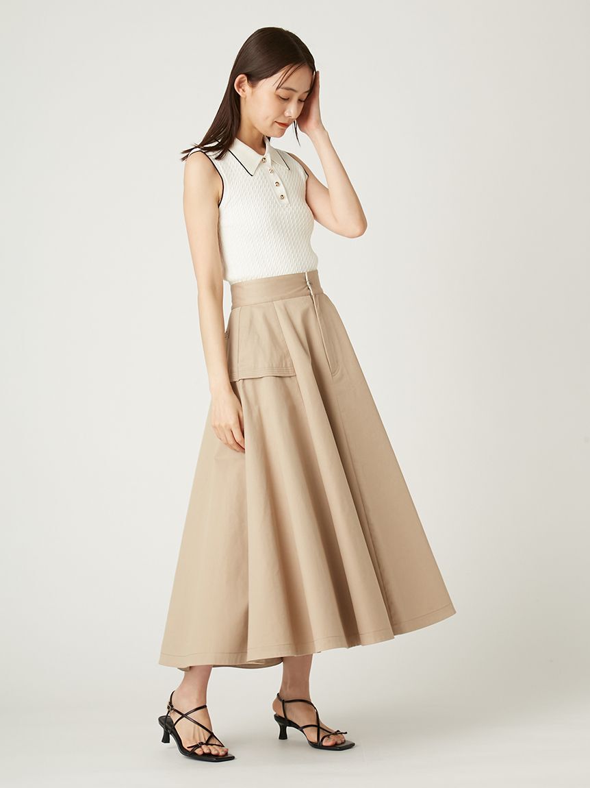 FRAY I.D「ノースリーブケーブルニットポロ／ウォッシャブル」|ポロシャツ|