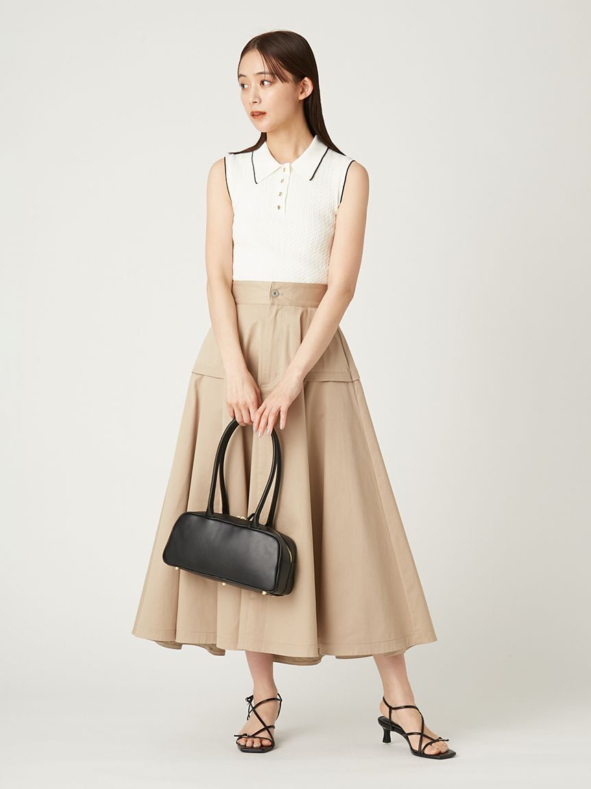 FRAY I.D「ノースリーブケーブルニットポロ／ウォッシャブル」|ポロシャツ|