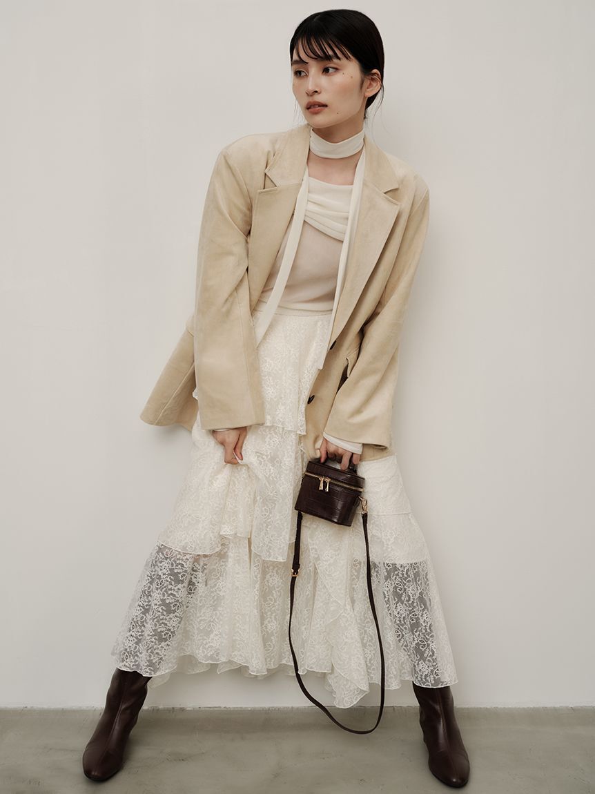 FRAY I.D「オフショルフロッキーチュールトップス」|Tシャツ・カットソー|