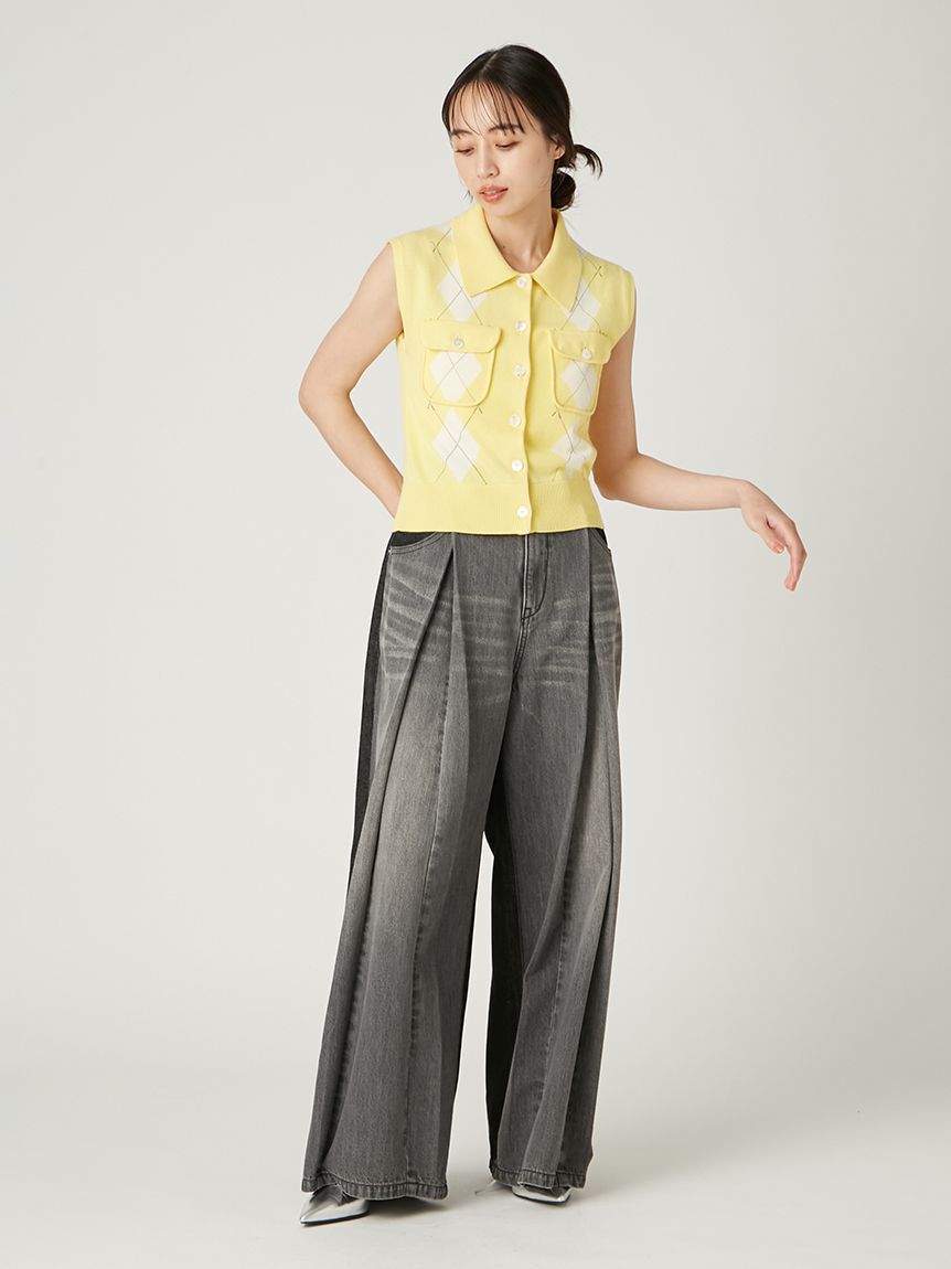 FRAY I.D「ボックスタックワイドデニムパンツ」|デニム|