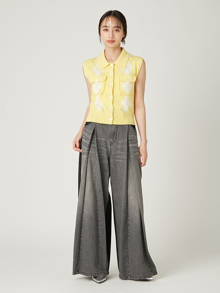 FRAY I.D「ボックスタックワイドデニムパンツ」|デニム|