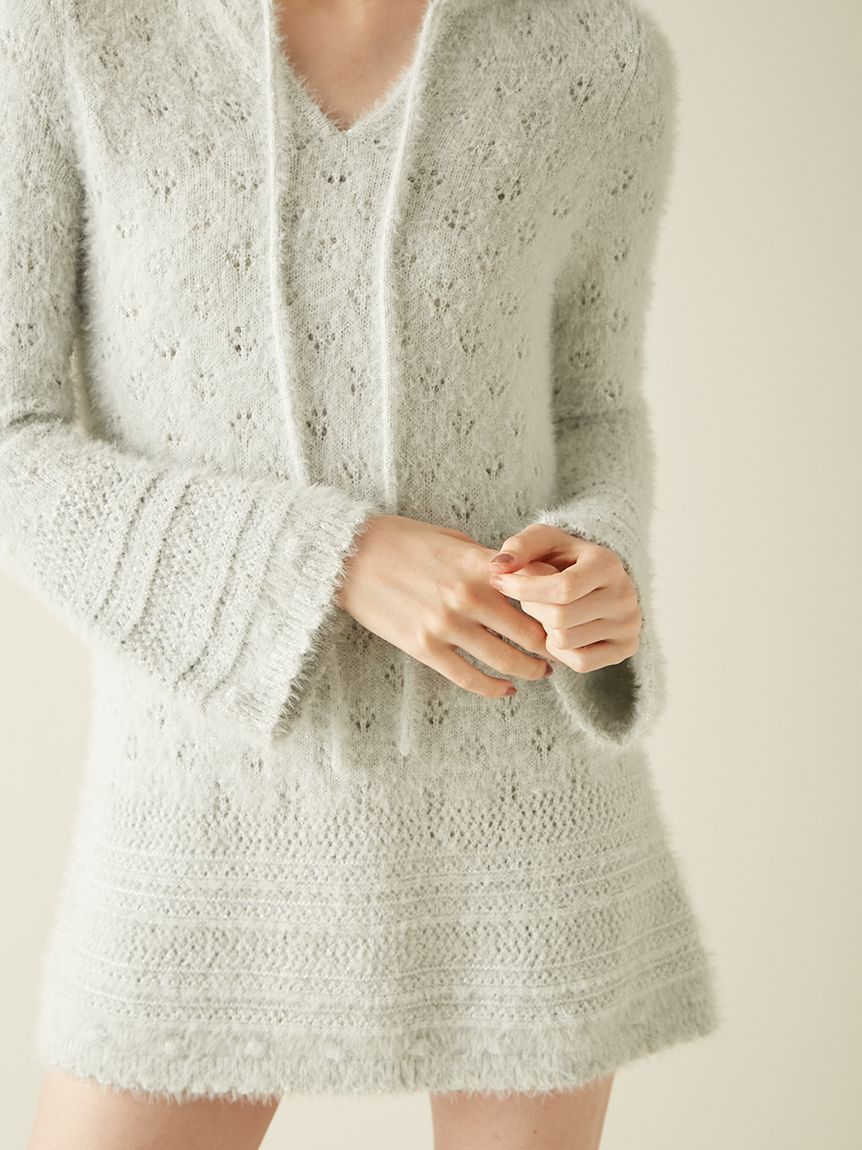 LILY BROWN「フェザークロシェットニットミニワンピース」|ワンピース|