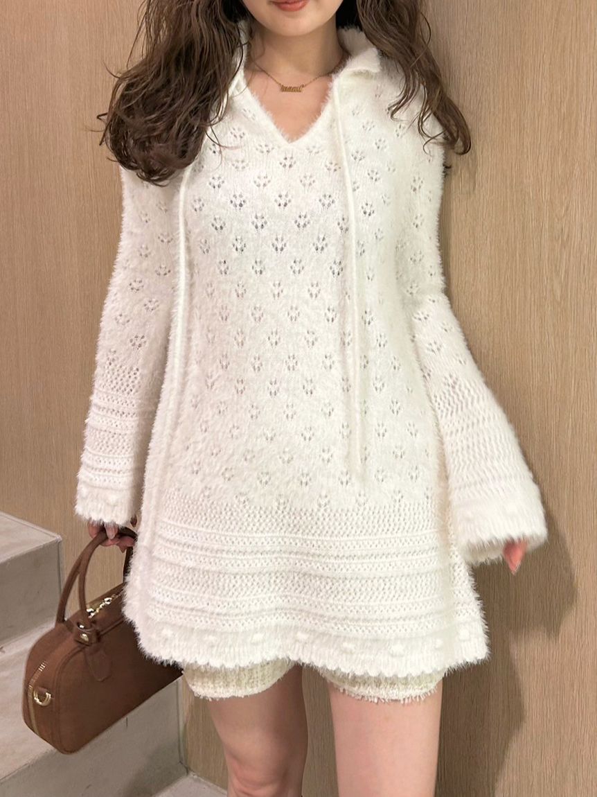 LILY BROWN「フェザークロシェットニットミニワンピース」|ワンピース|