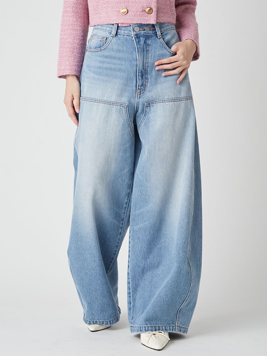 LILY BROWN「【WEB限定00サイズ】ダブルニーカーブワイドデニムパンツ」|デニム|