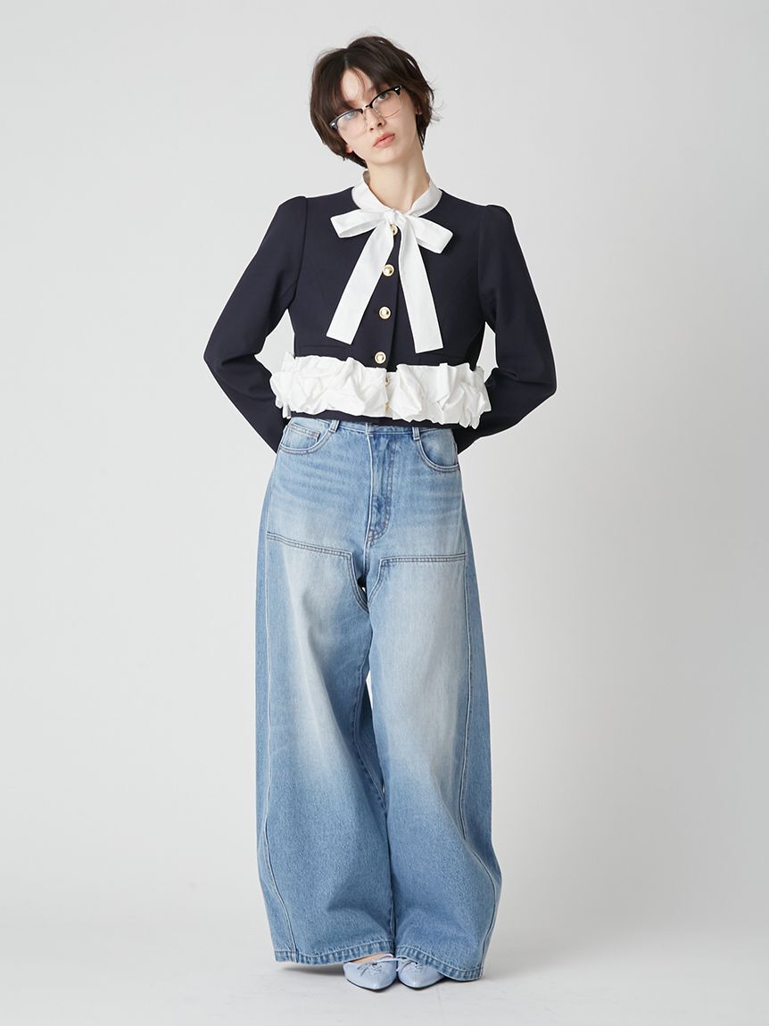 LILY BROWN「【WEB限定00サイズ】ダブルニーカーブワイドデニムパンツ」|デニム|