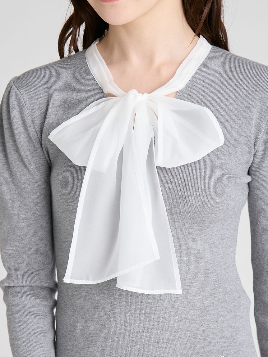 CELFORD「【ウォッシャブル】シルクブレンドボウタイニットプルオーバー」|ニット・セーター|