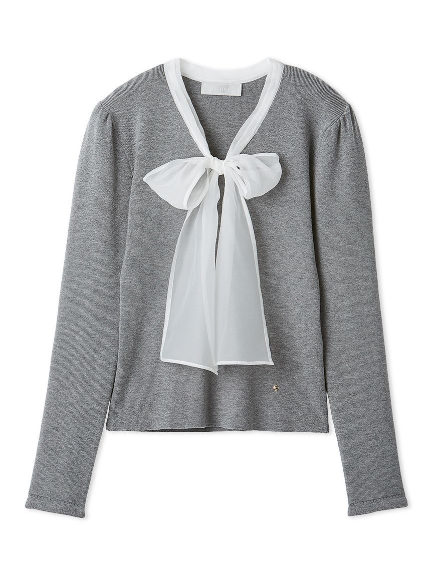 CELFORD「【ウォッシャブル】シルクブレンドボウタイニットプルオーバー」|ニット・セーター|GRY