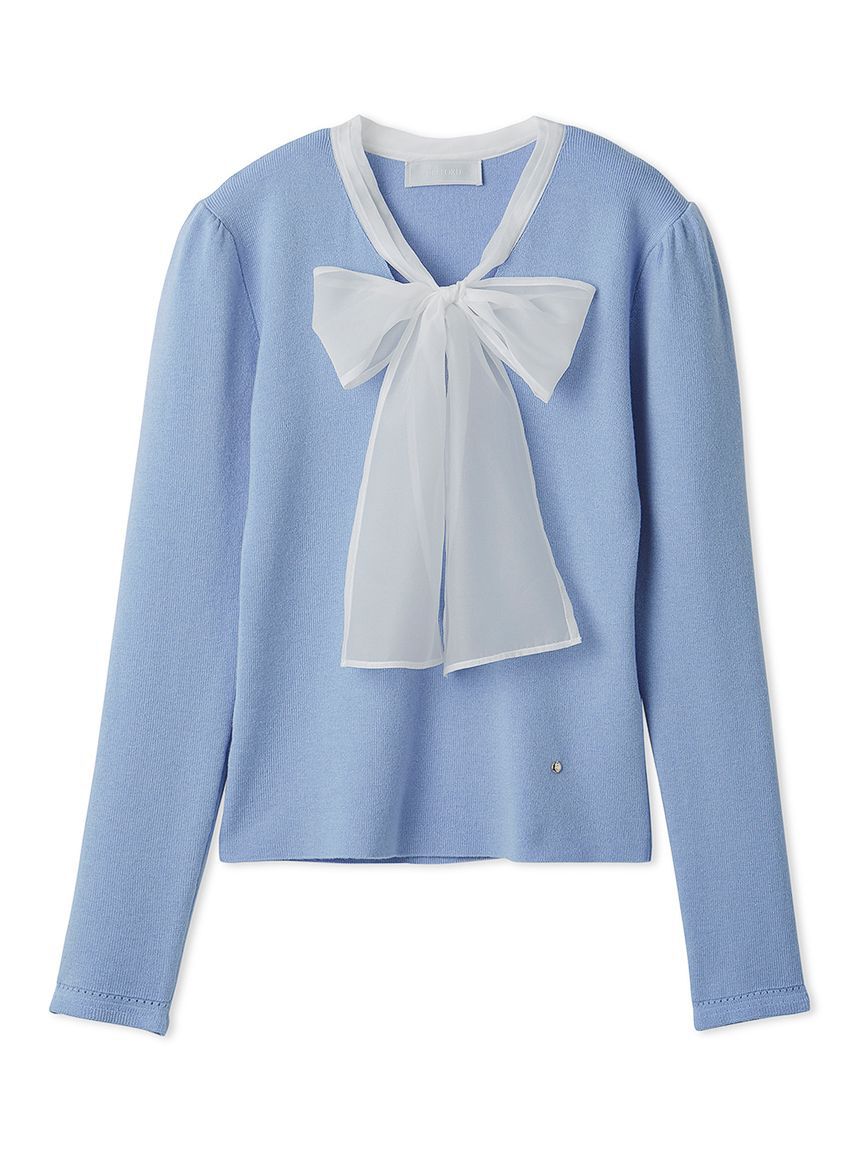 CELFORD「【ウォッシャブル】シルクブレンドボウタイニットプルオーバー」|ニット・セーター|SAX