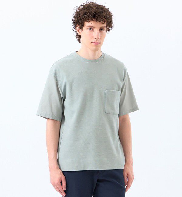 MACKINTOSH PHILOSOPHY「ニットコンビTシャツ ケーブルニット&times;ブロード」|Tシャツ・カットソー|セージ