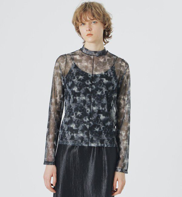  「マーブルプリントシアートップス」|Tシャツ・カットソー|ブラック