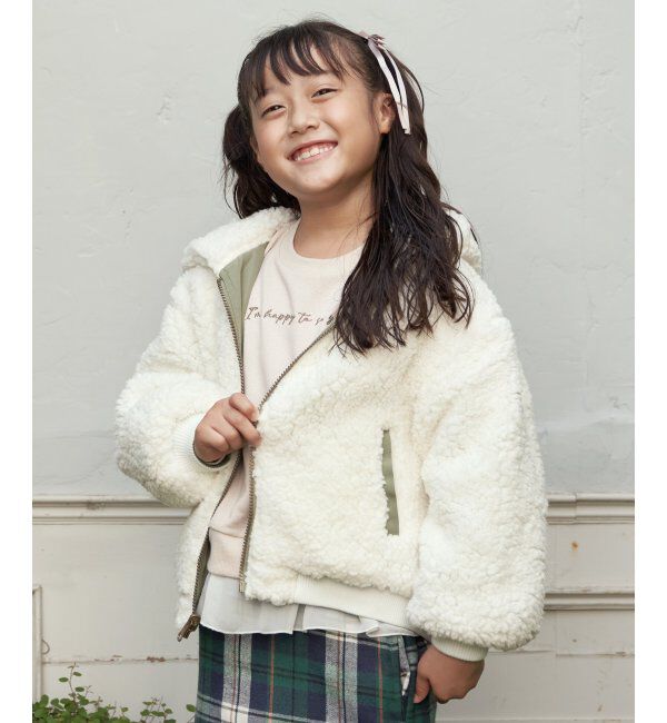 ikka kids「【キッズ】リバーシブルフードボアブルゾン（120~160cm）」|その他|オリーブ