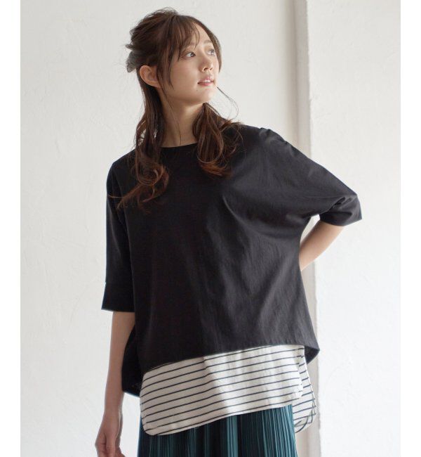 ikka「【雑誌 InRed 6月号掲載】【接触冷感／UVカット】コットンUSA裾ラウンドノースリプルオーバー」|タンクトップ|