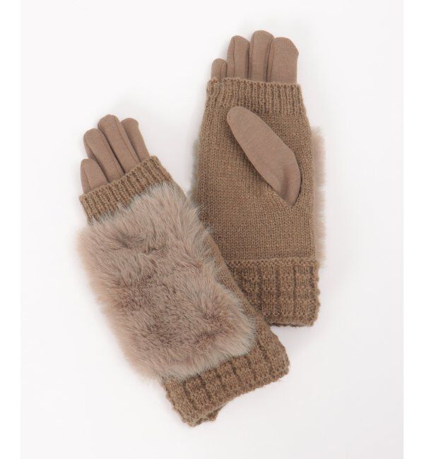 ikka「3WAYエコファー&ニットグローブ」|手袋|