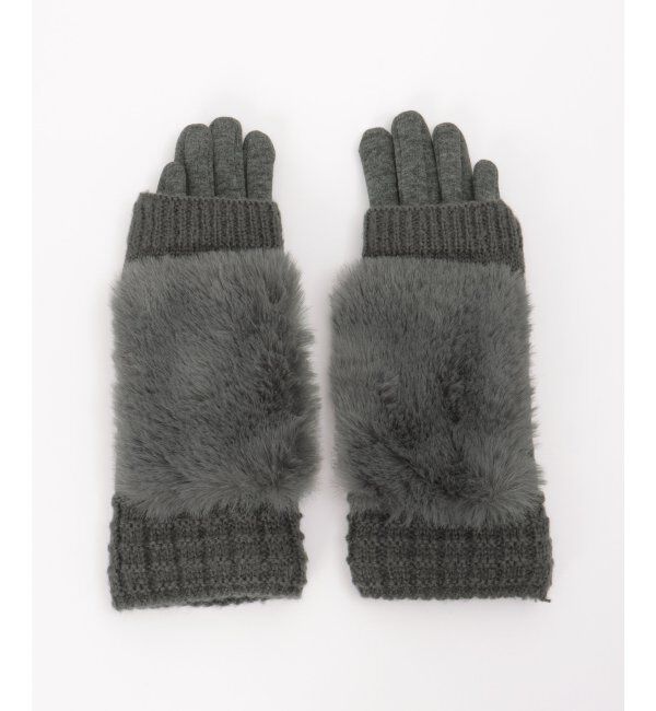 ikka「3WAYエコファー&ニットグローブ」|手袋|