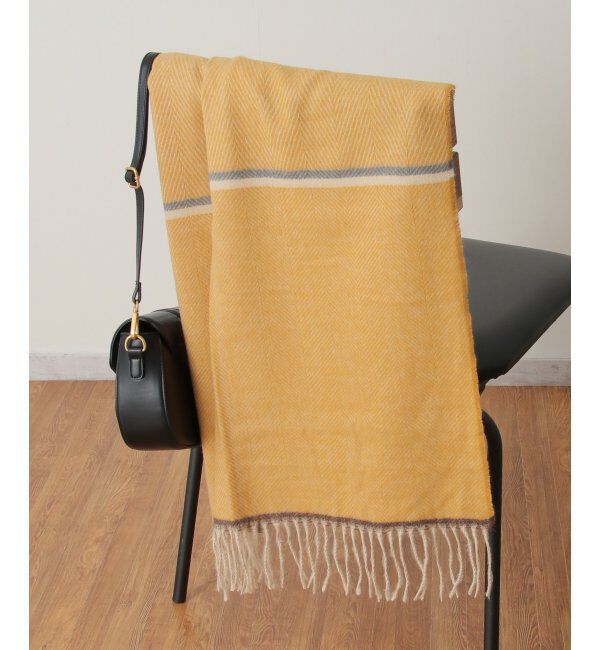 ikka「ヘリンボンライン入りマフラー」|マフラー|イエロー