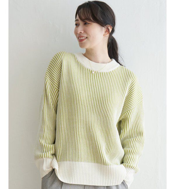 ikka「ストライプ柄ニットプルオーバー」|プルオーバー|