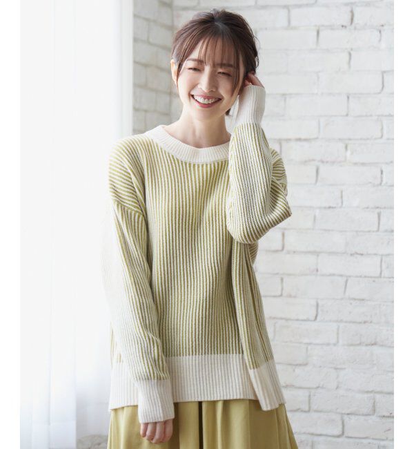 ikka「ストライプ柄ニットプルオーバー」|プルオーバー|