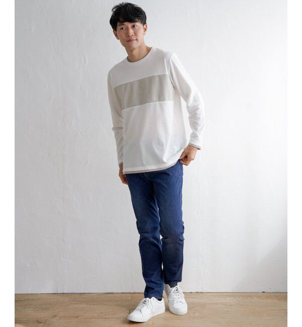 ikka「ミニ裏毛切り替えロンT」|Tシャツ・カットソー|