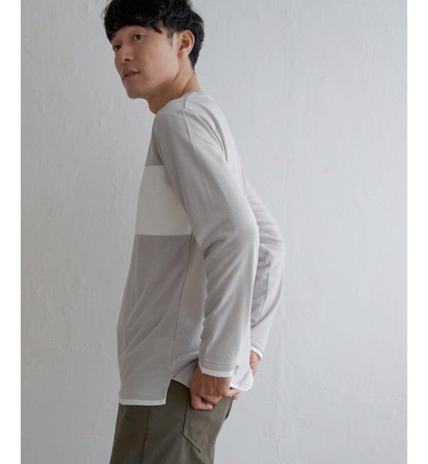 ikka「ミニ裏毛切り替えロンT」|Tシャツ・カットソー|