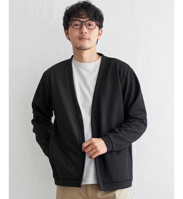 ikka「パイナップルワンボタンカーデ」|カーディガン|ブラック