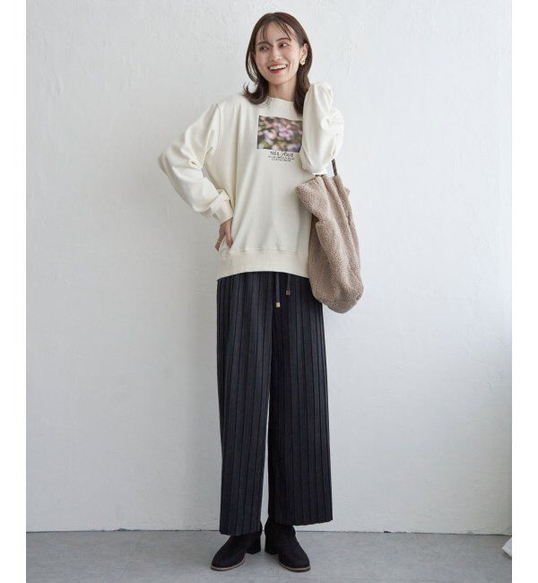 ikka「スエードライクプリーツワイドパンツ」|その他|