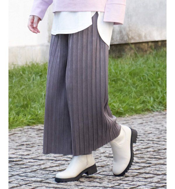 ikka「スエードライクプリーツワイドパンツ」|その他|