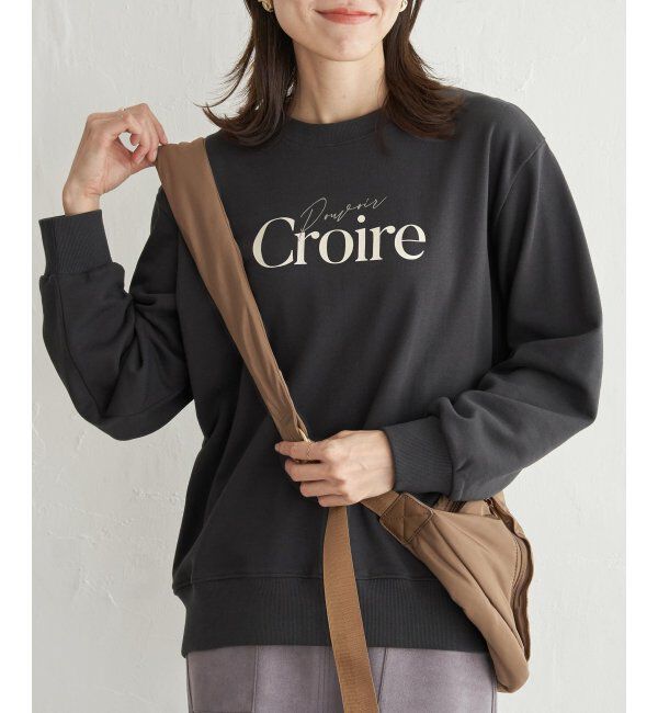 ikka「裏毛ロゴフォトスウェット」|パーカー|チャコール