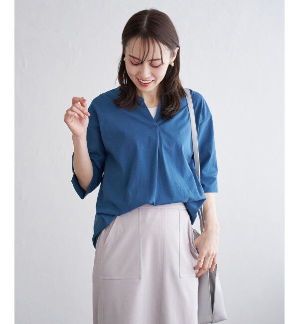 ikka「梨地ジョーゼットスキッパープルオーバー」|その他|ブルー