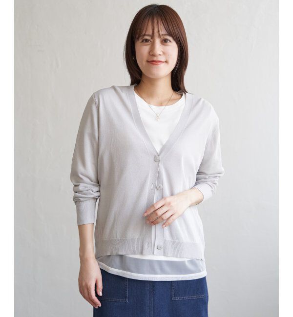 ikka「【洗濯機で洗える／接触冷感】針抜きシアーニットカーディガン【UVカット】」|その他|ライトグレー