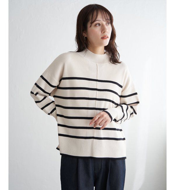 ikka「コットンミックスバックスリットニット」|プルオーバー|