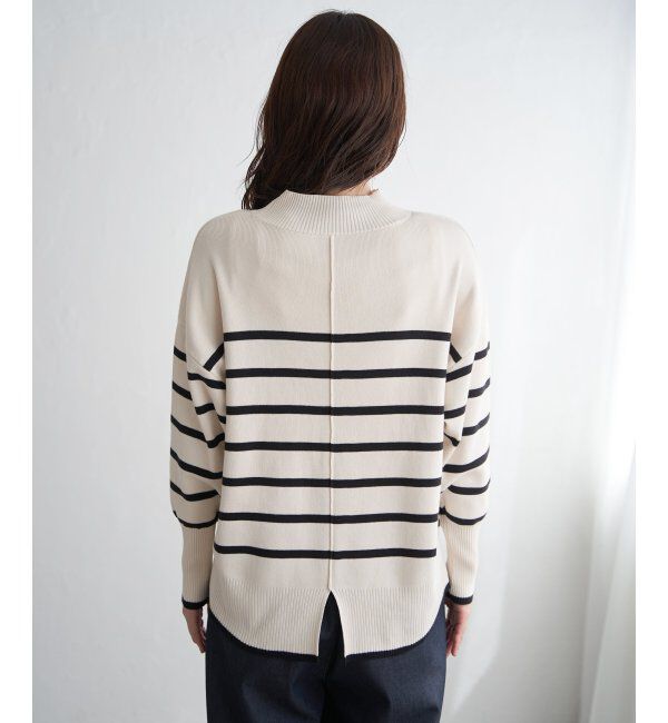 ikka「コットンミックスバックスリットニット」|プルオーバー|