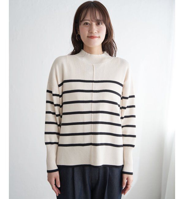 ikka「コットンミックスバックスリットニット」|プルオーバー|