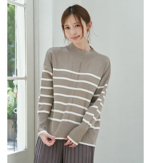 ikka「コットンミックスバックスリットニット」|プルオーバー|