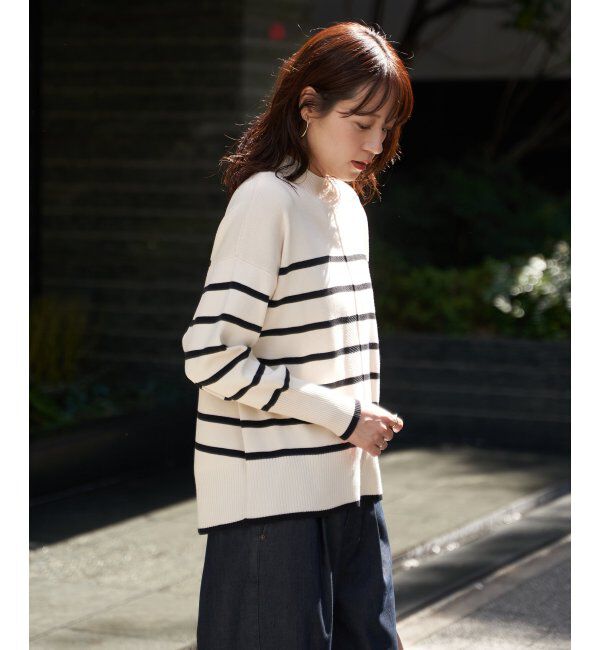 ikka「コットンミックスバックスリットニット」|プルオーバー|
