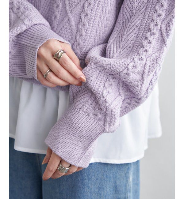 Lbc with Life「細ケーブルドッキングニット」|カーディガン|