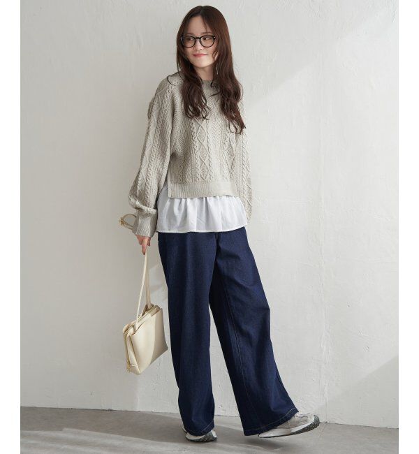 Lbc with Life「細ケーブルドッキングニット」|カーディガン|