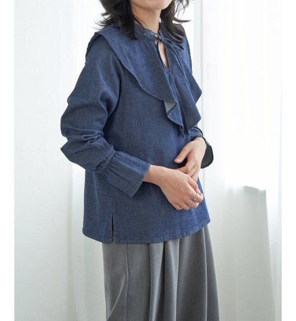 VENCE share style「デニムラッフルカラーシャツ」|シャツ・ブラウス|