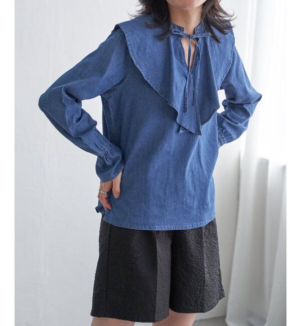 VENCE share style「デニムラッフルカラーシャツ」|シャツ・ブラウス|