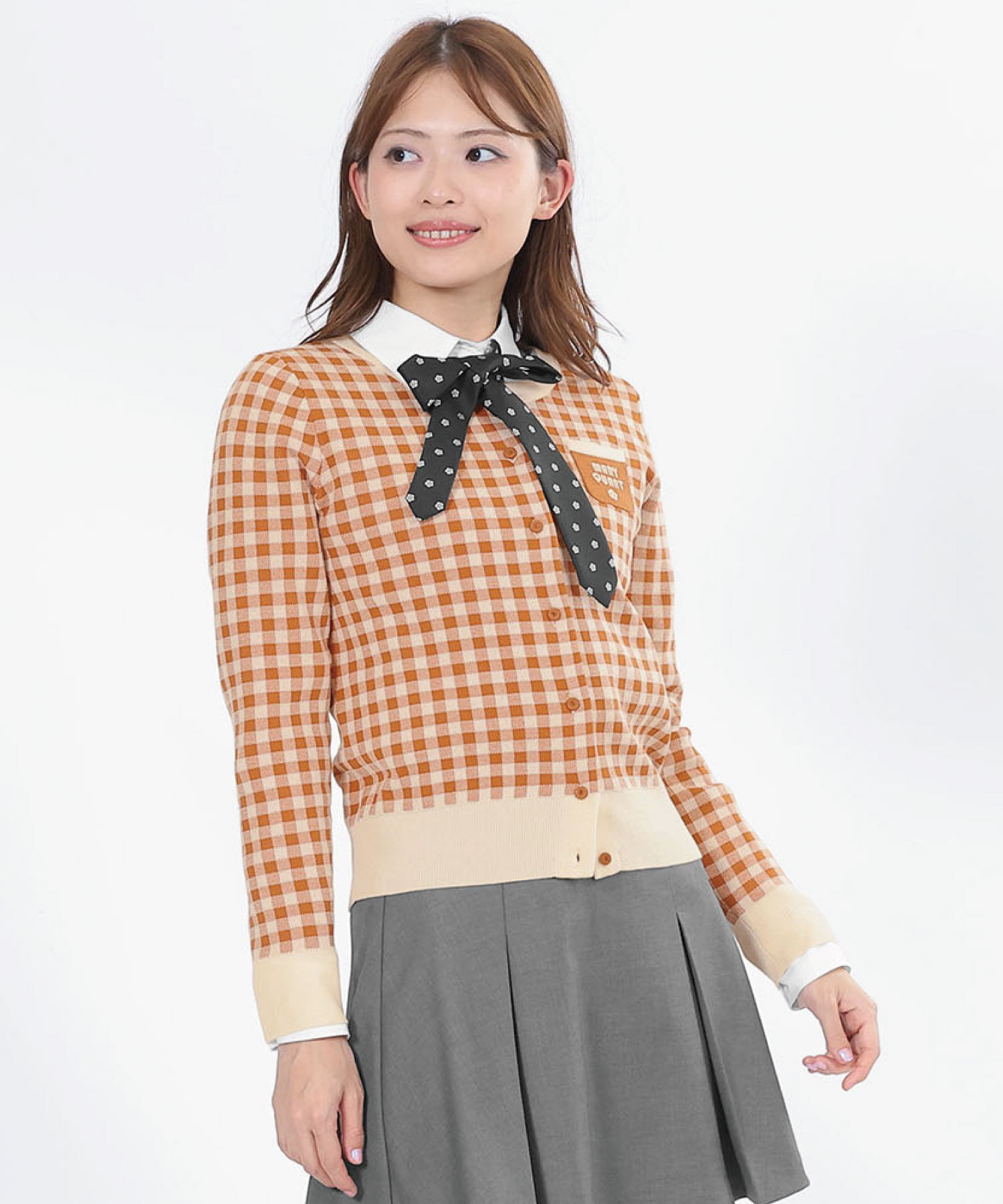 MARY QUANT「レトロロゴバイカラー カーディガン」|カーディガン|テラコッタ