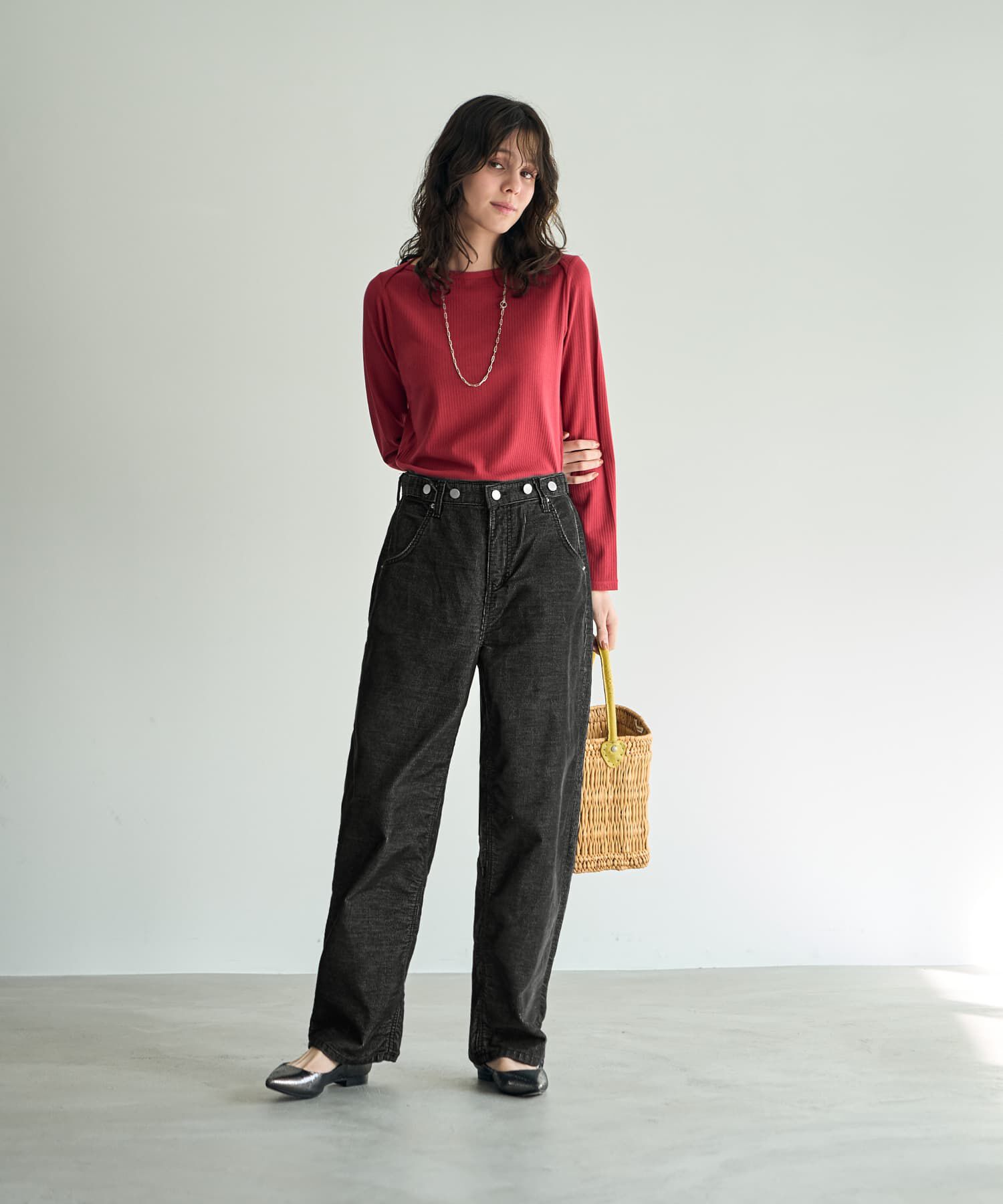 STYLE DELI「とろみワイドリブボートネックトップス」|Tシャツ・カットソー|